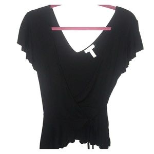 Wrap-Style Short Sleeve Blouse